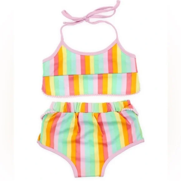 🆕Stripped Multicolor Woof Bathing Suit for Dogs S🆕 - Picture 2 of 8